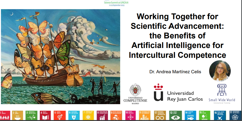 Los beneficios de la inteligencia artificial para la competencia intercultural presentado por Andrea Martínez en la Cumbre de la Ciencia de las Naciones Unidas